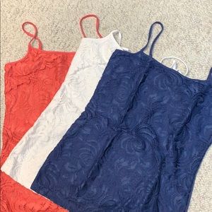 Never worn loft spaghetti lace front tanks